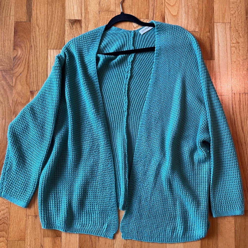 Women’s Teal Blue Green Cozy Knit Cardigan Sweater